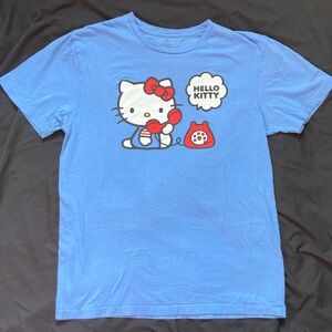 Hello Kitty by Sanrio Blue Tee Shirt with Telephone Graphic Size M